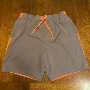 Nike Gray and Orange Athletic Swim Shorts XL